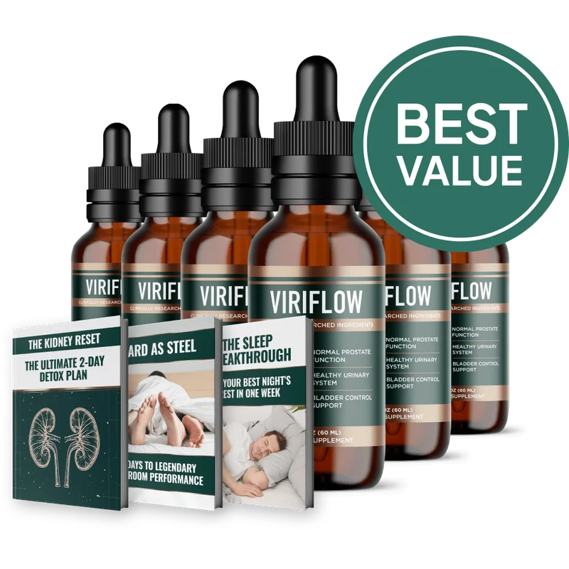 ViriFlow Men's Wellness Relief Supplement — 6 Bottle / 180 Day Pack